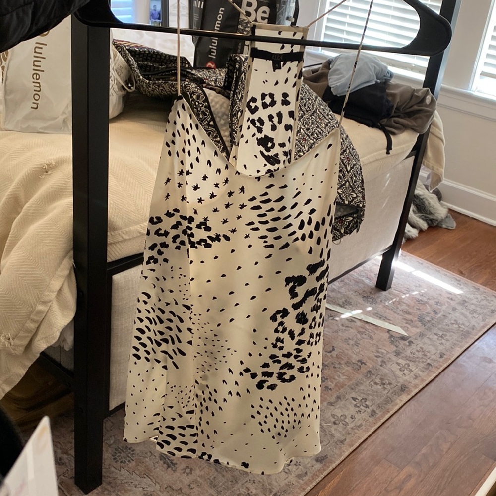 Tibi silk cami in cream and black pattern